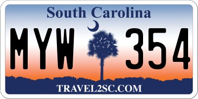 SC license plate MYW354