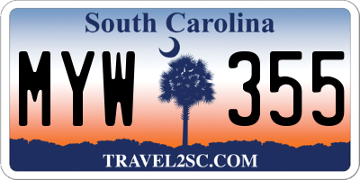 SC license plate MYW355
