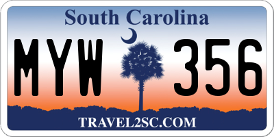 SC license plate MYW356