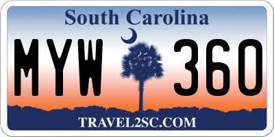 SC license plate MYW360