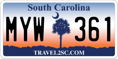 SC license plate MYW361