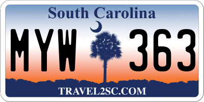SC license plate MYW363