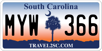 SC license plate MYW366
