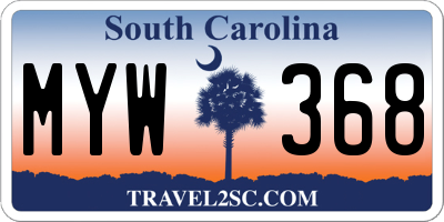 SC license plate MYW368