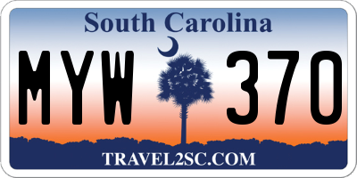 SC license plate MYW370