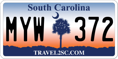 SC license plate MYW372