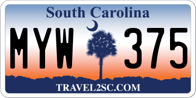 SC license plate MYW375