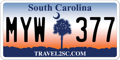 SC license plate MYW377
