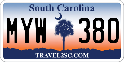 SC license plate MYW380