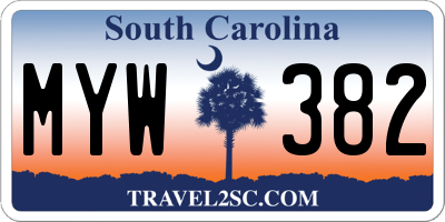 SC license plate MYW382