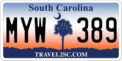 SC license plate MYW389