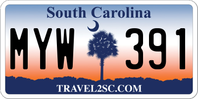 SC license plate MYW391