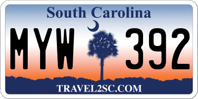 SC license plate MYW392