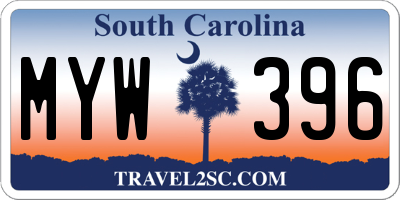 SC license plate MYW396