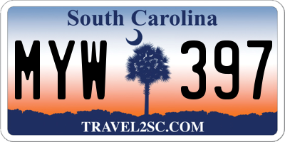 SC license plate MYW397