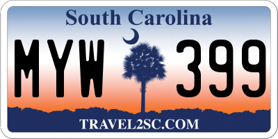 SC license plate MYW399