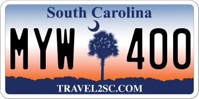 SC license plate MYW400