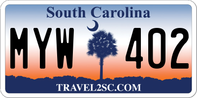 SC license plate MYW402
