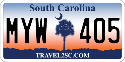 SC license plate MYW405