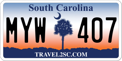 SC license plate MYW407