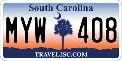 SC license plate MYW408