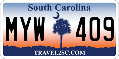 SC license plate MYW409