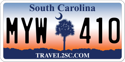 SC license plate MYW410