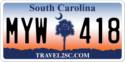 SC license plate MYW418