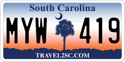 SC license plate MYW419