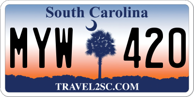 SC license plate MYW420