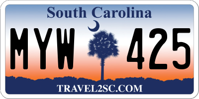 SC license plate MYW425