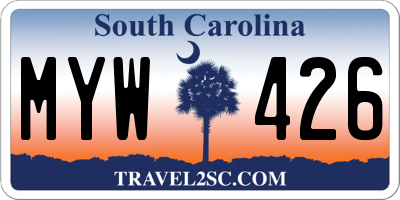 SC license plate MYW426