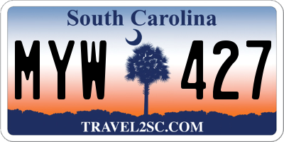 SC license plate MYW427