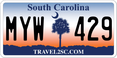 SC license plate MYW429