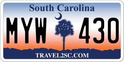 SC license plate MYW430