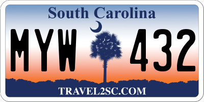 SC license plate MYW432
