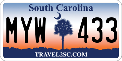 SC license plate MYW433