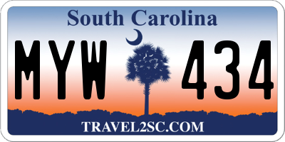 SC license plate MYW434