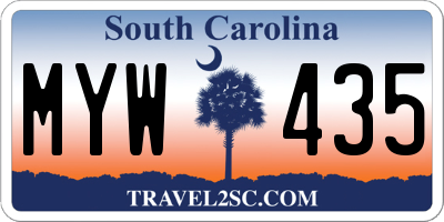 SC license plate MYW435