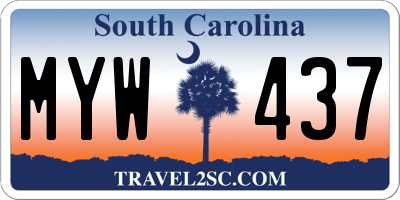 SC license plate MYW437
