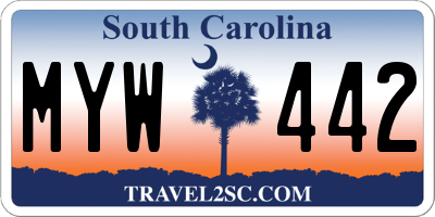 SC license plate MYW442