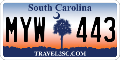 SC license plate MYW443