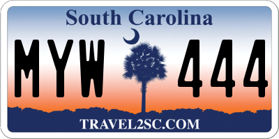SC license plate MYW444