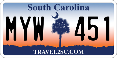 SC license plate MYW451