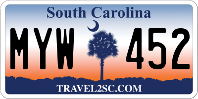 SC license plate MYW452