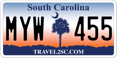 SC license plate MYW455