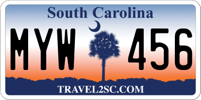 SC license plate MYW456