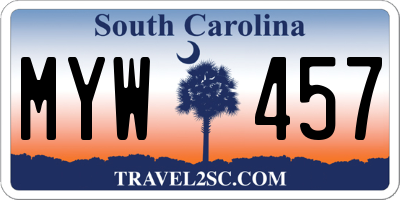 SC license plate MYW457