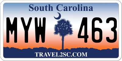 SC license plate MYW463