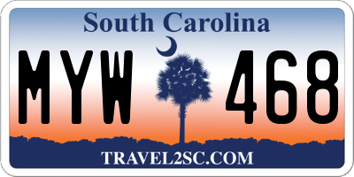 SC license plate MYW468
